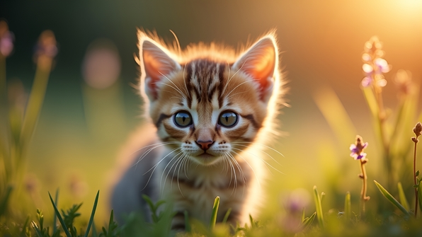 Curious Tabby Kitten Close-Up With Bright Eyes