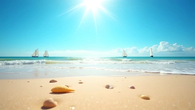 Daytime Beach Scene With Golden Sand And Sailboats