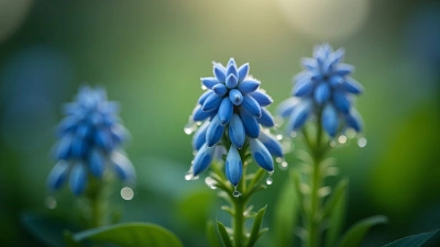 Delicate Blue White Flower Buds Close-Up