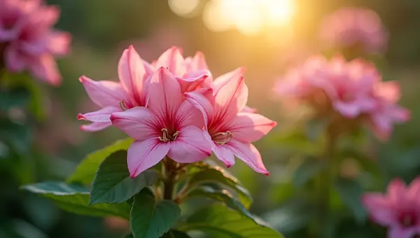 Delicate Pink Flowers Cluster In Sunlight