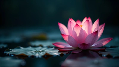 Delicate Pink Lotus Flower Close-Up In Low Light