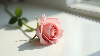 Delicate Pink Rose On White Surface