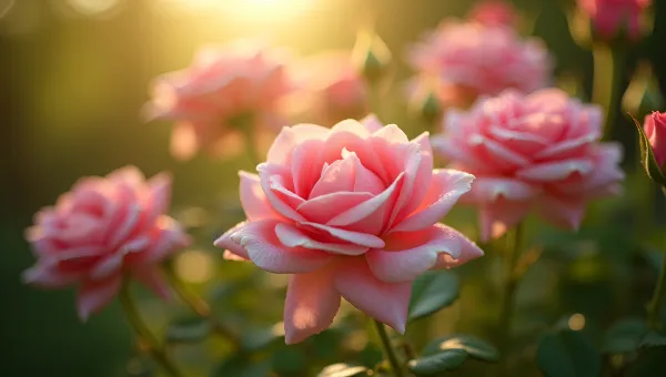 Delicate Pink Roses Blooming Gracefully