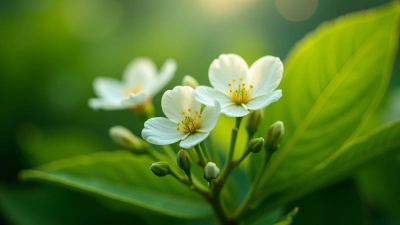 Delicate White Blossoms With Green Leaves