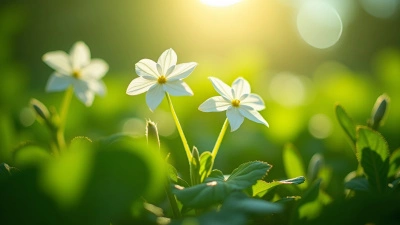 Delicate White Flowers Blooming Close-Up