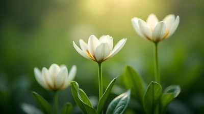 Delicate White Flowers With Green Leaves Close-Up