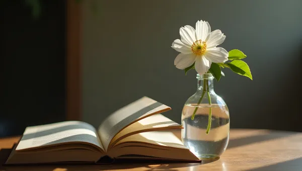 Delicate White-Petaled Flower In Glass Vase