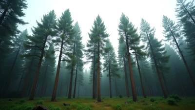 Dense Cluster Of Tall Pine Trees In Forest