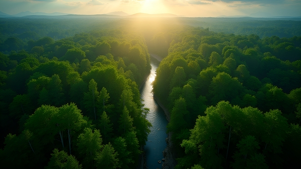 Dense Forest Canopy Aerial View Bright Daylight