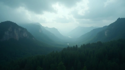 Dense Forest Over Misty Mountain Range