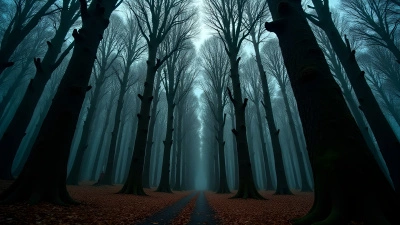 Dense Forest With Towering Bark-Covered Trees