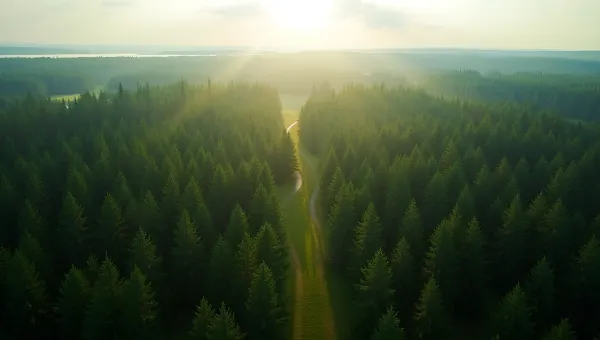 Dense Green Forest Aerial View With Winding Paths