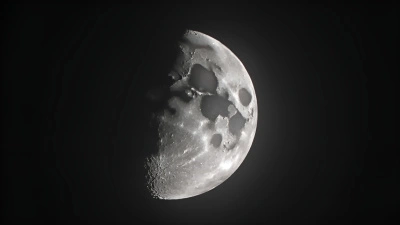 Detailed Half Moon Close-Up At Night
