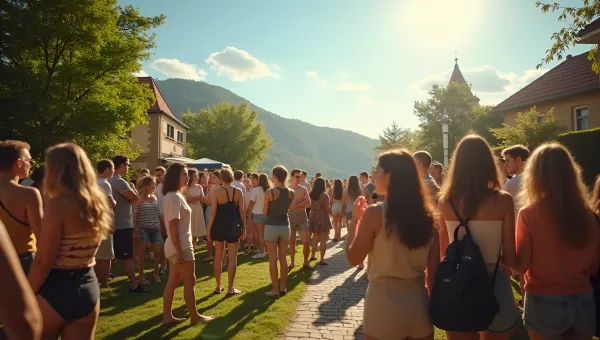 Diverse Group Socializing Outdoors in Daylight