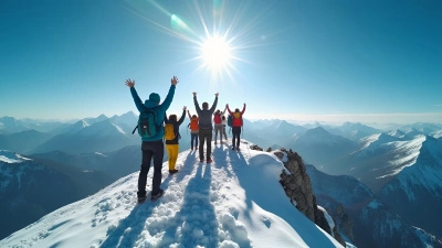 Diverse Hikers Celebrating On Snowy Mountain Summit