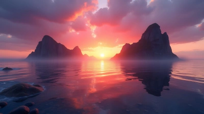 Dramatic Rock Formations at Sunset Over Calm Water