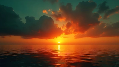 Dramatic Sunset Over Calm Sea Waters