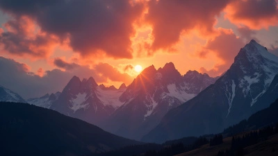 Dramatic Sunset Over Rugged Mountain Peaks