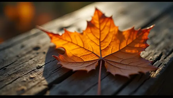 Dried Autumn Leaf Close-Up With Veins
