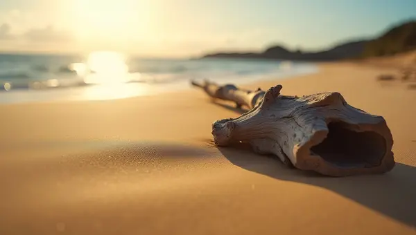Driftwood on Golden Sand Beach