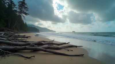 Driftwood Logs on Sandy Beach Shoreline