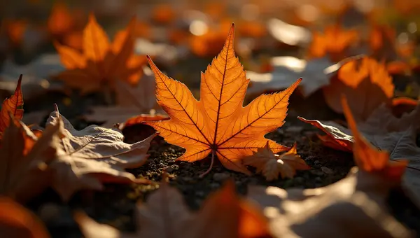 Dry Brown Autumn Leaves Texture Close-Up