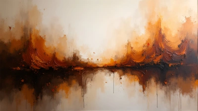Dynamic Brown White Abstract Painting