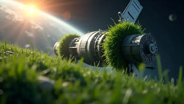 Eco-Friendly Satellite With Grass Textures