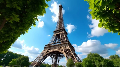 Eiffel Tower Daytime View With Blue Sky