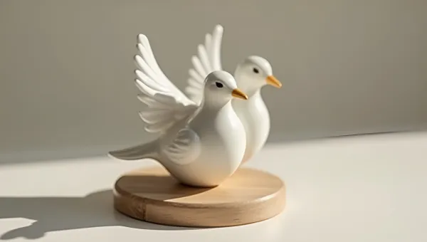 Elegant Ceramic Bird Figurine On Wooden Base