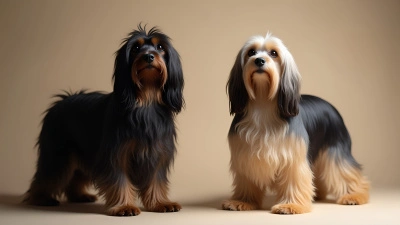 Elegant Long-Coat Dogs in Black and Beige