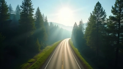 Empty Asphalt Road Winding Through Pine Trees