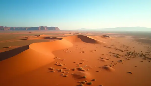 Expansive Brown Desert Landscape With Rolling Dunes