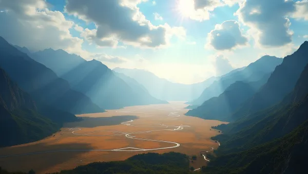 Expansive Flat Plain Surrounded by Mountains