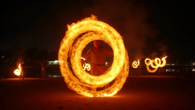 Fire Dancing Timelapse With Vibrant Flames