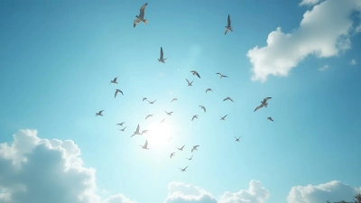 Flock Of Birds Soaring In Blue Sky