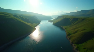 Flowing River Through Green Hills Landscape