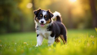 Fluffy Black and White Dog On Grass