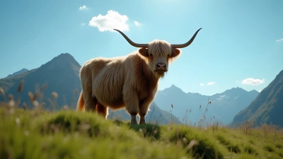 Fluffy Domestic Yak Grazing Mountain Pasture