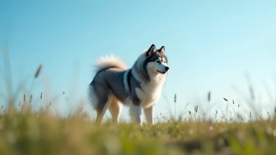Fluffy Gray And White Dog Standing Alert