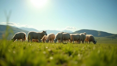 Fluffy Sheep Grazing On Green Grass Field