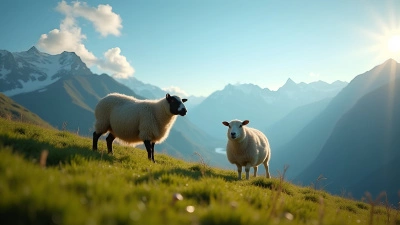 Fluffy Sheep Grazing On Mountain Slope