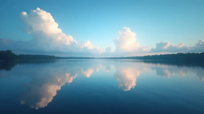 Fluffy White Clouds Over Calm Water