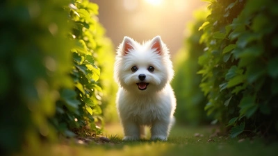 Fluffy White Dog Alert In Garden