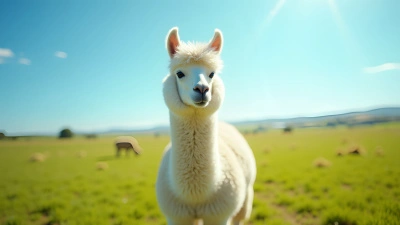 Fluffy White Llama In Sunny Pasture