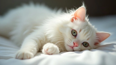Fluffy White Persian Cat Lounging Gracefully