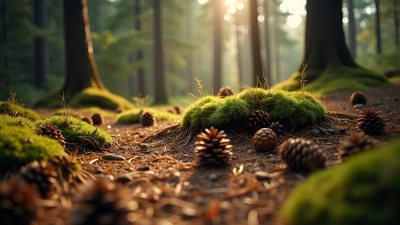 Forest Floor With Scattered Pine Cones And Moss