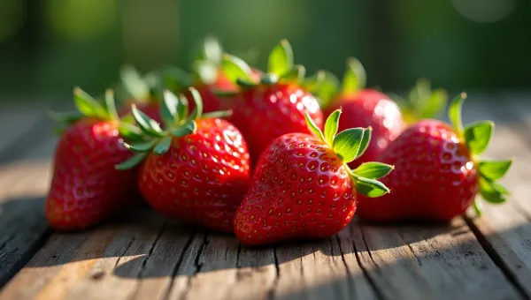 Fresh Red Strawberries On Rustic Wood