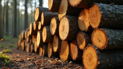 Freshly Cut Logs Neatly Stacked Outdoors