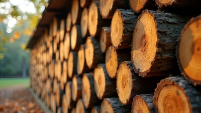 Freshly Cut Wooden Logs Neatly Stacked Outdoors